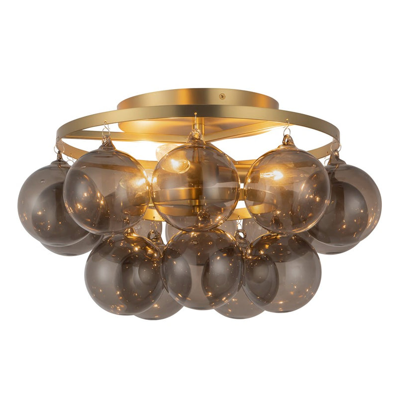 Kuzco Faye 18" Gold Semi-Flush Mount, Brushed Gold/Smoked Glass