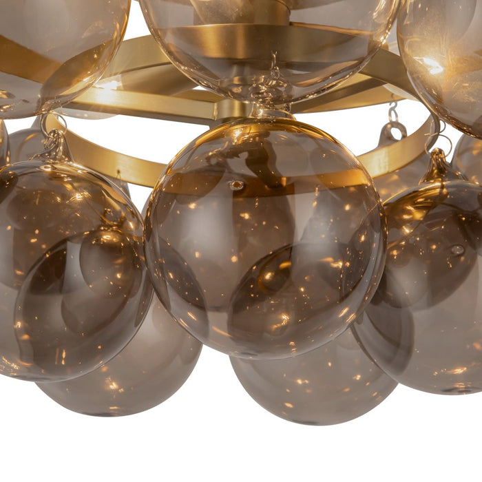Kuzco Faye 18" Gold Semi-Flush Mount, Brushed Gold/Smoked Glass