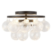 Kuzco Faye 18" Blk Semi-Flush Mount, Matte Black/Clr Ribbed Glass - SF654318MBRC