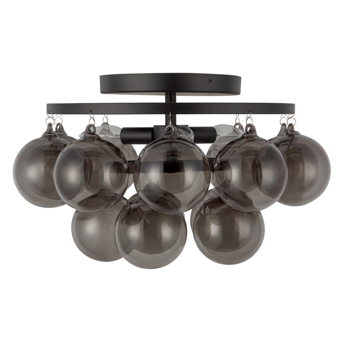 Kuzco Faye 18" Black Semi-Flush Mount, Matte Black/Smoked Solid Glass