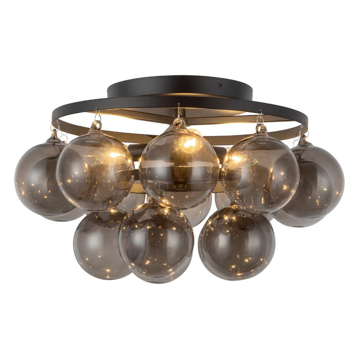 Kuzco Faye 18" Black Semi-Flush Mount, Matte Black/Smoked Solid Glass