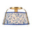 Kuzco Scout 13" Gold Semi-Flush Mount, Brushed Gold/Blue Linen - SF675213BGBL