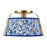 Kuzco Scout 13" Gold Semi-Flush Mount, Brushed Gold/Blue Linen