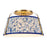 Kuzco Scout 13" Gold Semi-Flush Mount, Brushed Gold/Blue Linen