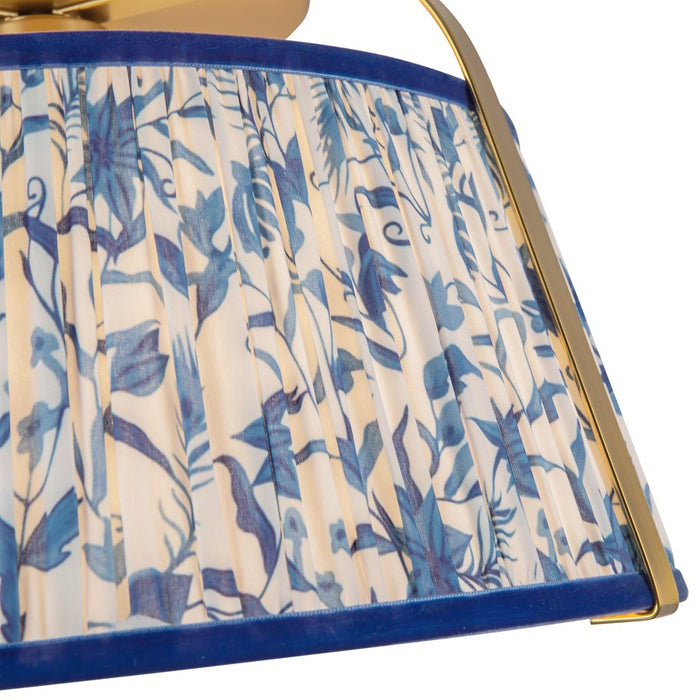 Kuzco Scout 13" Gold Semi-Flush Mount, Brushed Gold/Blue Linen