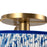 Kuzco Scout 13" Gold Semi-Flush Mount, Brushed Gold/Blue Linen