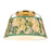 Kuzco Scout 13" Gold Semi-Flush Mount, Brushed Gold/Green Linen