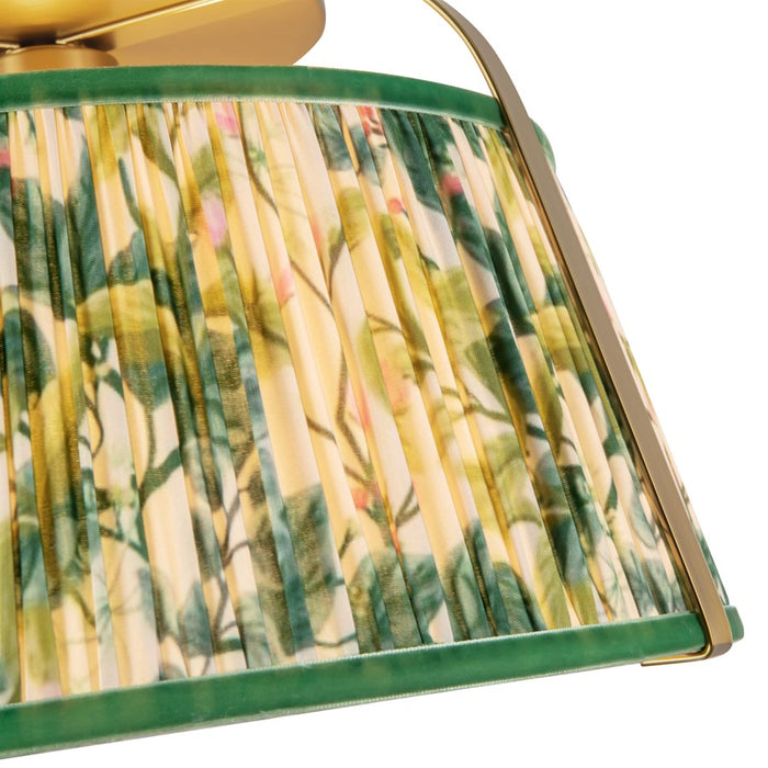 Kuzco Scout 13" Gold Semi-Flush Mount, Brushed Gold/Green Linen