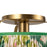 Kuzco Scout 13" Gold Semi-Flush Mount, Brushed Gold/Green Linen