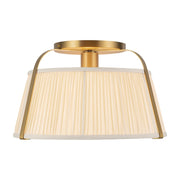 Kuzco Scout 13" Gold Semi-Flush Mount, Brushed Gold/White Linen - SF675213BGWL