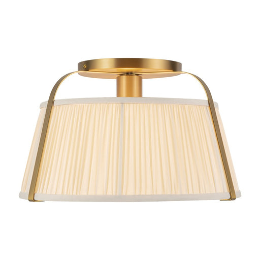 Kuzco Scout 13" Gold Semi-Flush Mount, Brushed Gold/White Linen - SF675213BGWL