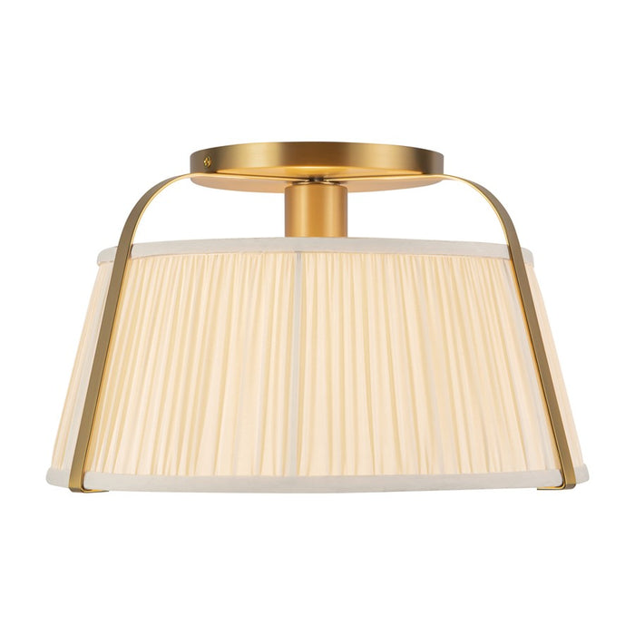 Kuzco Scout 13" Gold Semi-Flush Mount, Brushed Gold/White Linen - SF675213BGWL