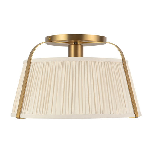 Kuzco Scout 13" Gold Semi-Flush Mount, Brushed Gold/White Linen