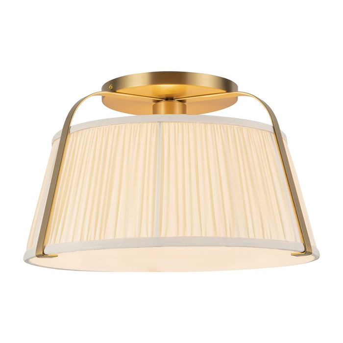 Kuzco Scout 13" Gold Semi-Flush Mount, Brushed Gold/White Linen