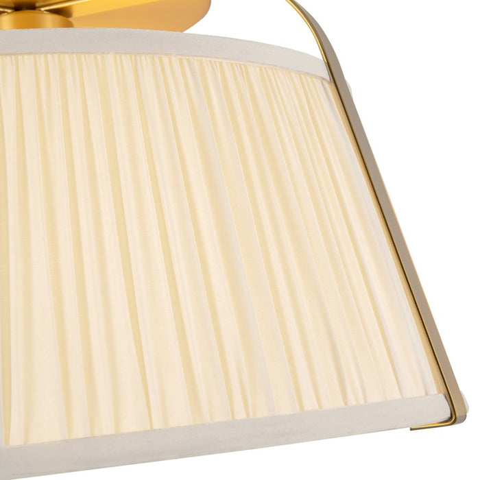 Kuzco Scout 13" Gold Semi-Flush Mount, Brushed Gold/White Linen