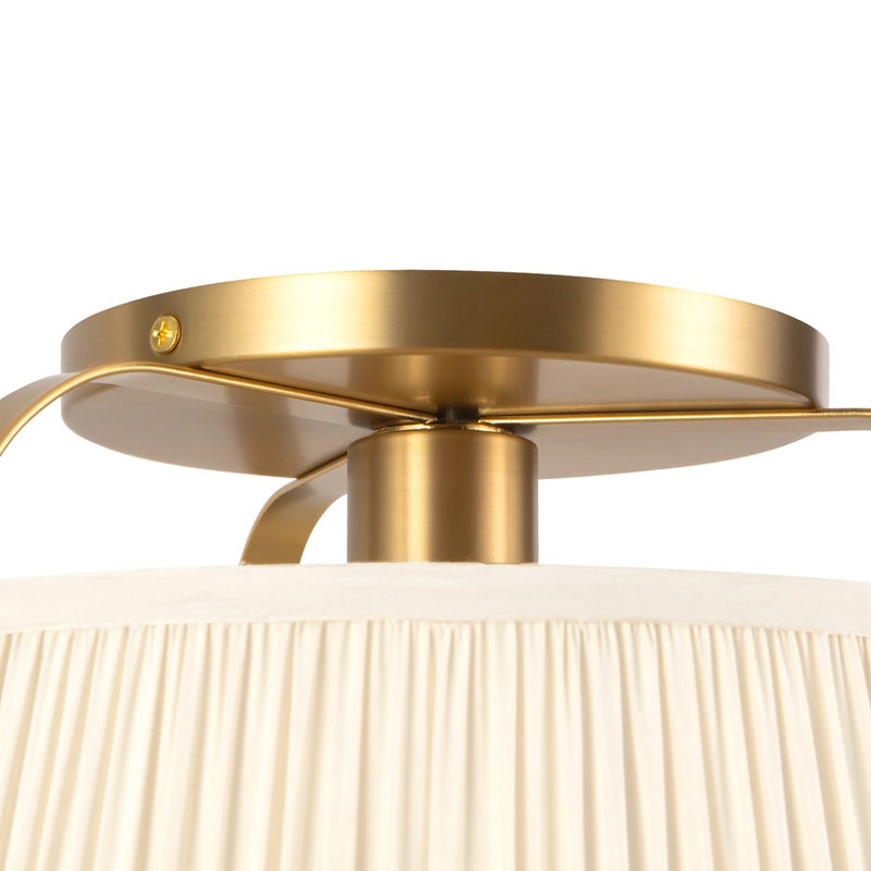 Kuzco Scout 13" Gold Semi-Flush Mount, Brushed Gold/White Linen