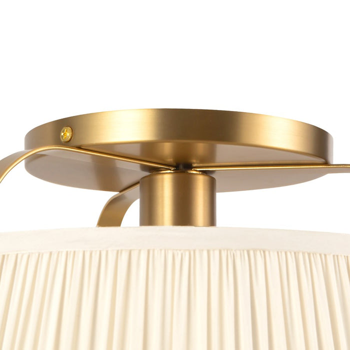 Kuzco Scout 13" Gold Semi-Flush Mount, Brushed Gold/White Linen