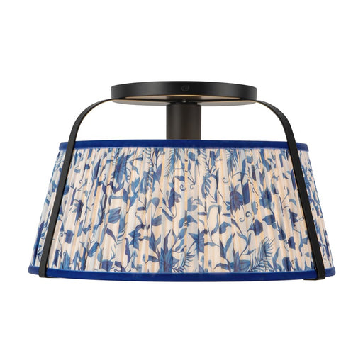 Kuzco Scout 13" Blk Semi-Flush Mount, Matte Black/Blue Linen - SF675213MBBL