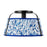 Kuzco Scout 13" Black Semi-Flush Mount, Matte Black/Blue Linen