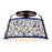 Kuzco Scout 13" Black Semi-Flush Mount, Matte Black/Blue Linen