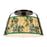 Kuzco Scout 13" Black Semi-Flush Mount, Matte Black/Green Linen