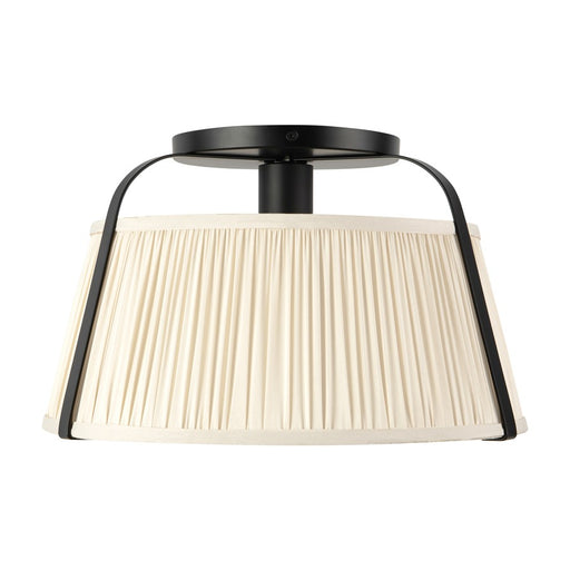 Kuzco Scout 13" Black Semi-Flush Mount, Matte Black/White Linen
