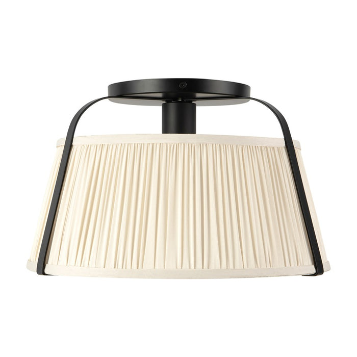 Kuzco Scout 13" Black Semi-Flush Mount, Matte Black/White Linen