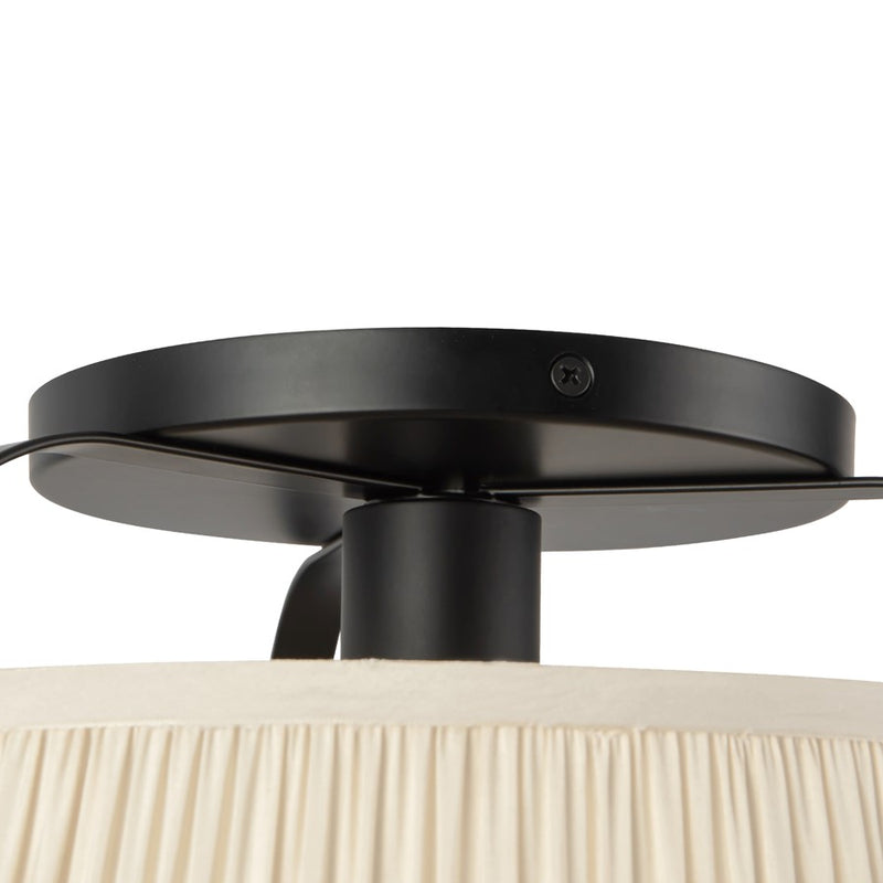 Kuzco Scout 13" Black Semi-Flush Mount, Matte Black/White Linen
