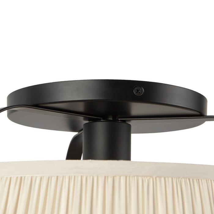 Kuzco Scout 13" Black Semi-Flush Mount, Matte Black/White Linen