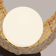 Kuzco Lanai 10in LED Table Lamp | Black Opal Glass and Rattan | Covered Patio & Bedroom | 5.62 x 5.62 x 10.62 in | Model TL20610-BK-OP
