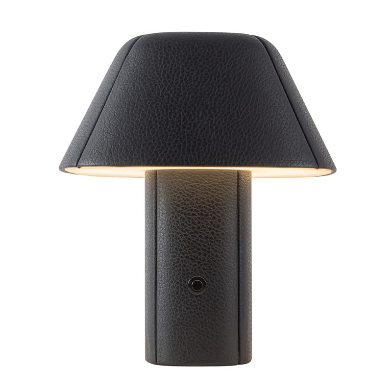 Kuzco Folio 10" Black Dimmable LED Table Lamp, Brown Vegan Leather