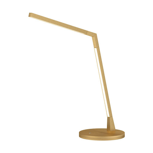 Kuzco Miter 17in LED Table Lamp | Modern Brushed Gold Aluminum and White Acrylic Diffuser | Living Room & Bedroom Accent | Model TL25517-BG