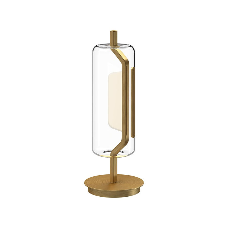 Kuzco Hilo 18in LED Table Lamp | Modern Brushed Gold Aluminum and Clear Glass with White Acrylic Diffuser | Living Room & Bedroom | Model TL28518-BG