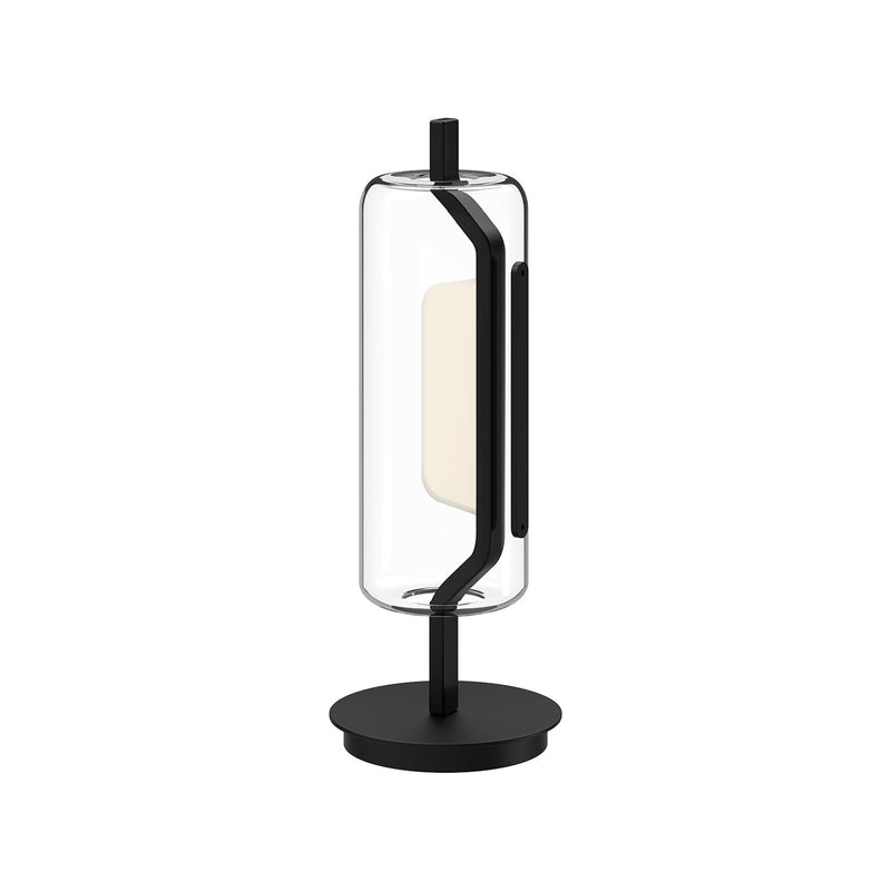 Kuzco Hilo 18in LED Table Lamp | Modern Black Aluminum and Clear Glass | Living Room & Bedroom Task Light | 765lm, 3000K, Touch | Model TL28518-BK