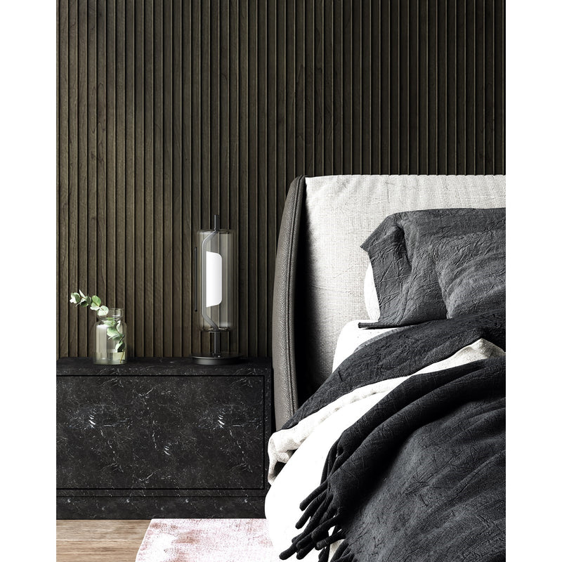 Kuzco Hilo 18in LED Table Lamp | Modern Black Aluminum and Clear Glass | Living Room & Bedroom Task Light | 765lm, 3000K, Touch | Model TL28518-BK