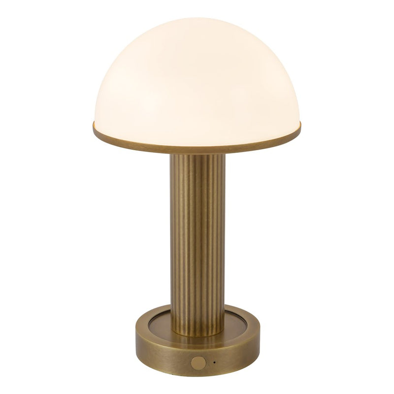 Kuzco Vienna 9" Brass Dimmable LED Table Lamp, Vintage Brass/Opal