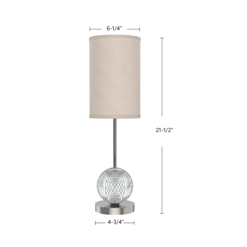 Kuzco Marni 21in LED Table Lamp | Glam Natural Brass and White Linen with Clear Carved Acrylic | Bedroom & Living Room | 850lm | Model TL321201NBWL