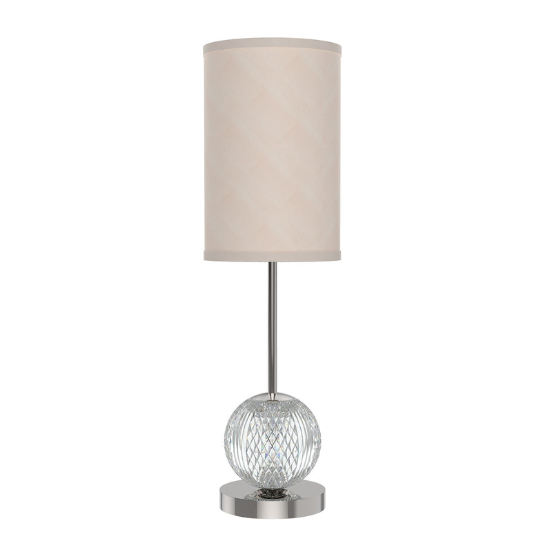 Kuzco Alora Marni 21in LED Table Lamp | Polished Nickel and White Linen with Clear Carved Acrylic | Bedroom & Living Room Accent | Model TL321201PNWL