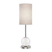 Kuzco Alora Marni 21in LED Table Lamp | Polished Nickel and White Linen with Clear Carved Acrylic | Bedroom & Living Room Accent | Model TL321201PNWL