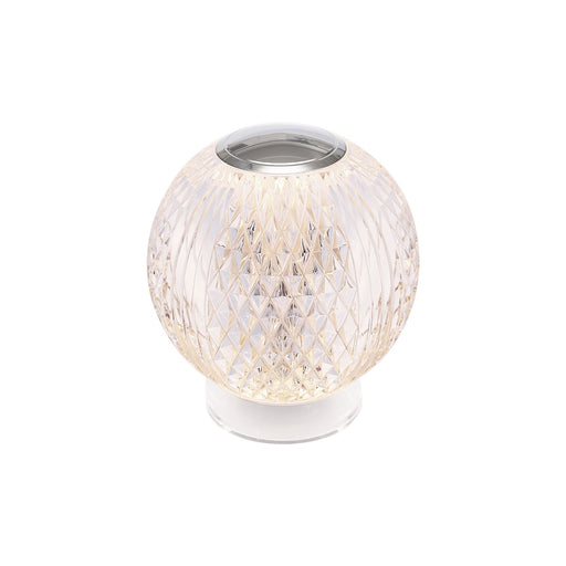 Kuzco Marni 3in LED Table Lamp | Modern Polished Nickel and Clear Carved Acrylic | Bedroom & Living Room Accent | 3.62 x 3.62 in | Model TL321903PN