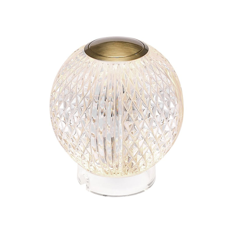 Kuzco Marni 4in LED Table Lamp | Natural Brass Steel and Clear Carved Acrylic | Living Room & Bedroom Accent | 200lm 3000K 90CRI | Model TL321904NB