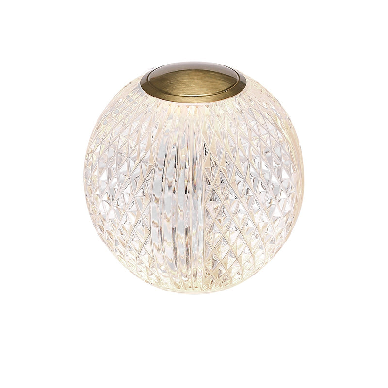Kuzco Marni 4in LED Table Lamp | Natural Brass Steel and Clear Carved Acrylic | Living Room & Bedroom Accent | 200lm 3000K 90CRI | Model TL321904NB