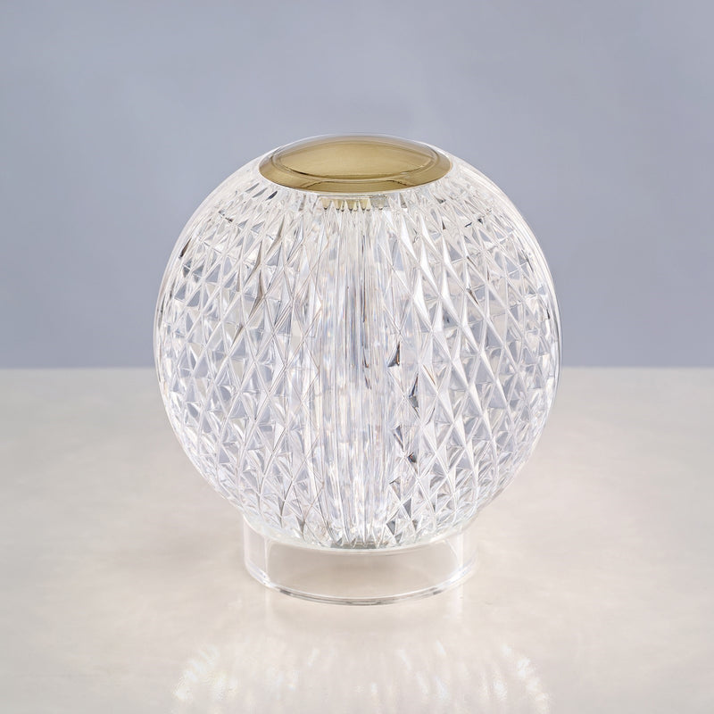 Kuzco Marni 4in LED Table Lamp | Natural Brass Steel and Clear Carved Acrylic | Living Room & Bedroom Accent | 200lm 3000K 90CRI | Model TL321904NB