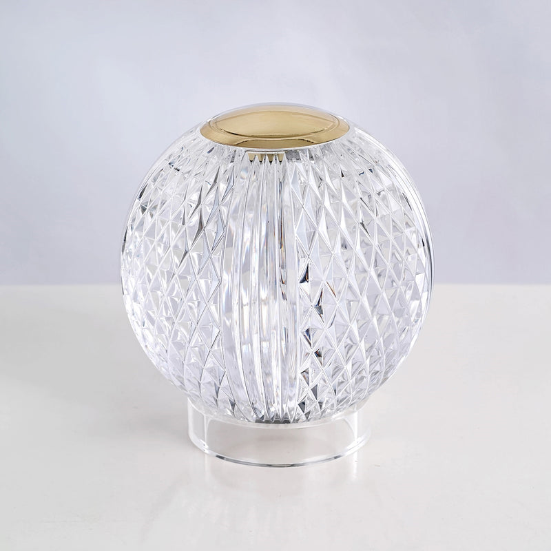 Kuzco Marni 4in LED Table Lamp | Natural Brass Steel and Clear Carved Acrylic | Living Room & Bedroom Accent | 200lm 3000K 90CRI | Model TL321904NB