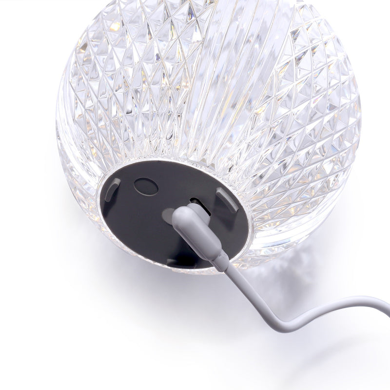 Kuzco Marni 4in LED Table Lamp | Natural Brass Steel and Clear Carved Acrylic | Living Room & Bedroom Accent | 200lm 3000K 90CRI | Model TL321904NB