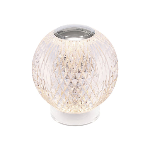 Kuzco Marni 4in LED Table Lamp | Modern Polished Nickel and Clear Carved Acrylic | Bedroom & Living Room Accent | 4.25 x 4.38 in | Model TL321904PN