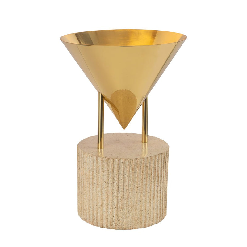 Kuzco Versus 15" Brass Table Lamp, Patina Brass