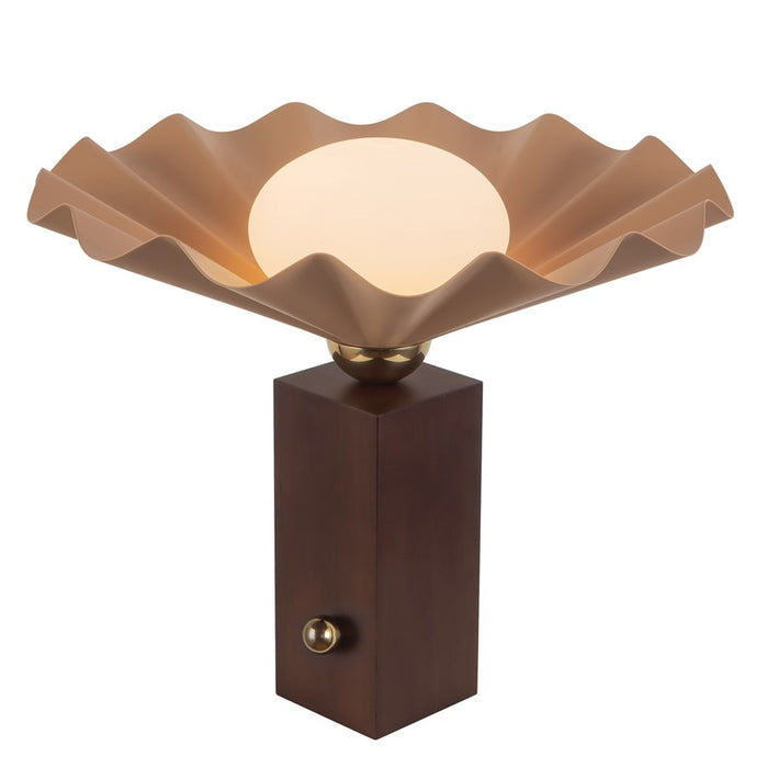 Kuzco Furrow 14" Red Table Lamp, Peach