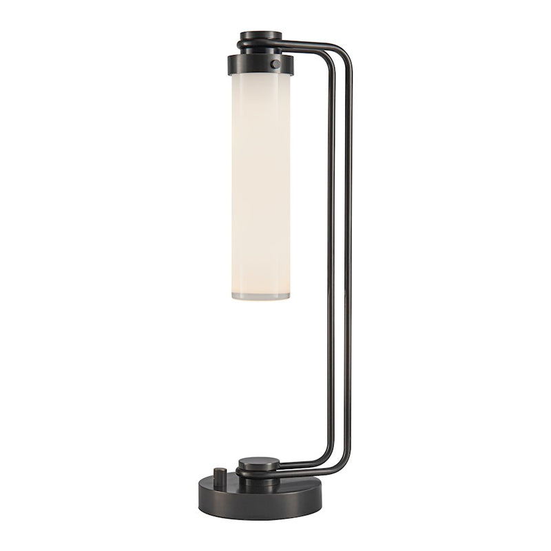 Kuzco Wynwood 22in 1-Light Table Lamp | Industrial Urban Bronze Steel and Glossy Opal Glass | Living Room & Bedroom Accent | Model TL355022UBGO