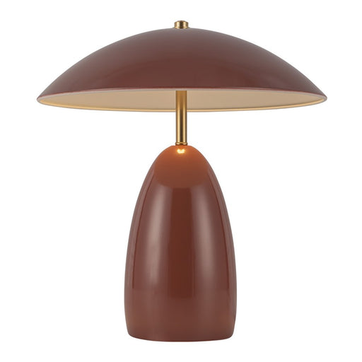 Kuzco Poppy 12" LED Table Lamp, Burgundy/Steel Shade